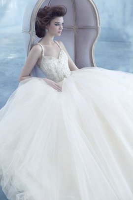Rückenfreies Juwel Ausschnitt Ärmelloses Brautkleid aus Tüll mit Perlen